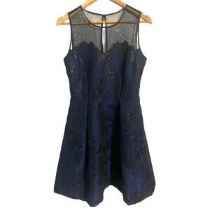 Luxe by Carmen Marc Valvo cocktail dress women’s 4 navy black floral whimsigoth